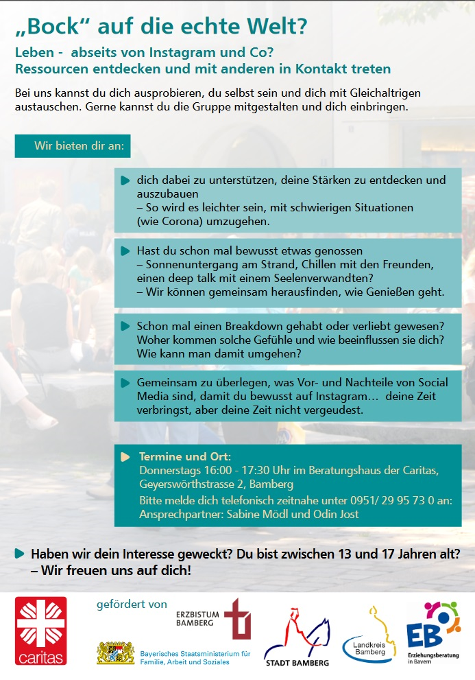 Flyer Gruppenangebot für Jugendliche