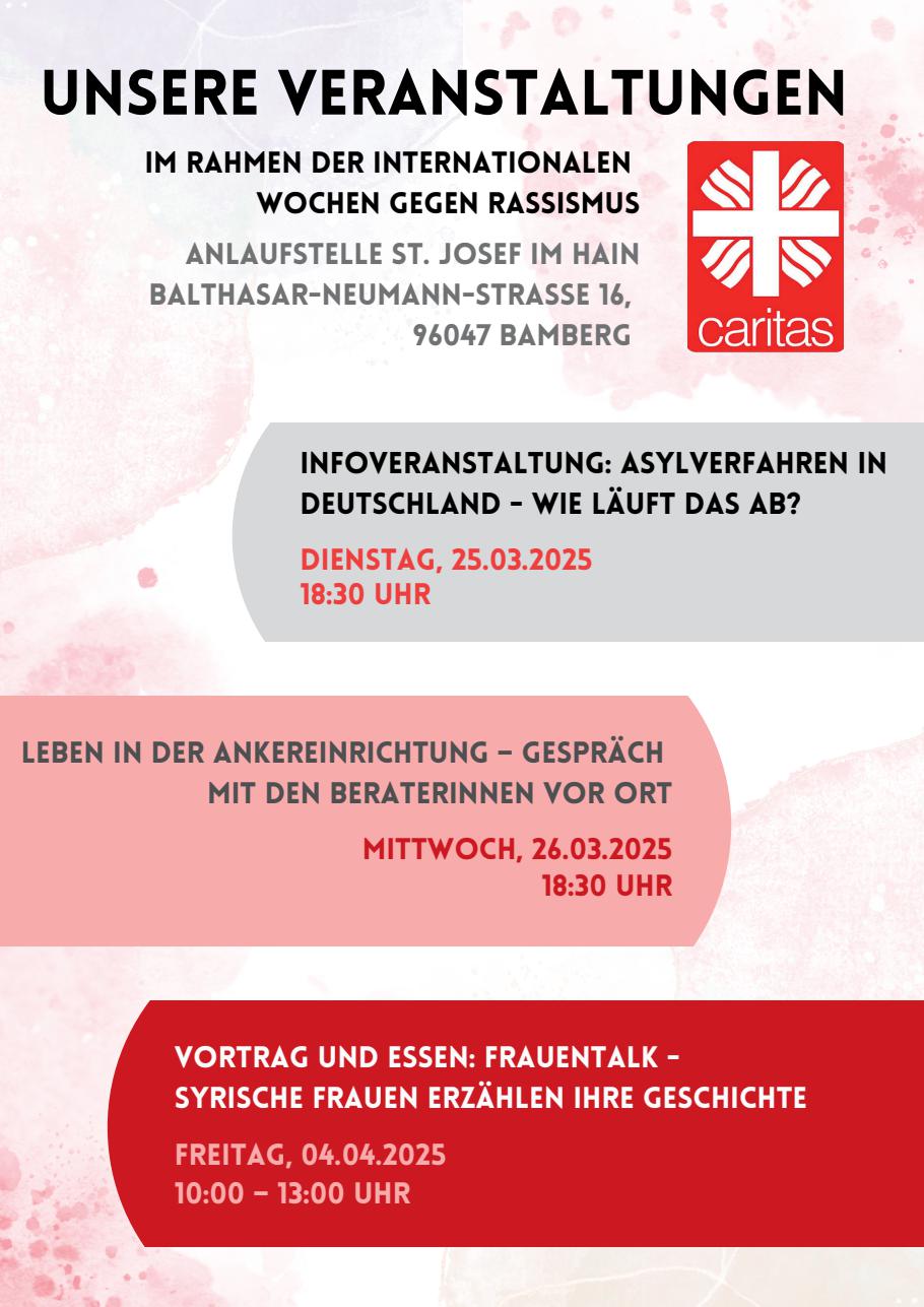 Int. Wochen gegen Rassismus - Caritas Veranstaltungen